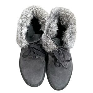 Vince Nyack Rabbit Fur-Lined Suede Sneaker Bootie Shoes Size 6